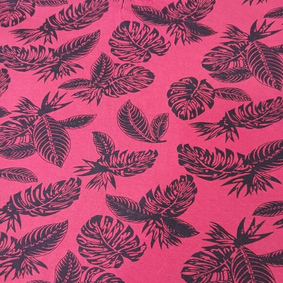 Denim & Flower Ricky Singh Mens XL 1/4 Button Short Sleeve Red Hawaiian With Blk - Picture 6 of 11